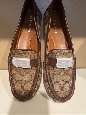 Coach Brown Monogram Canvas Penny Loafers